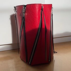Red Leather Large Bucket Bag